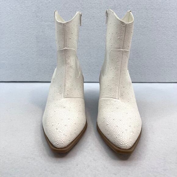 Buckle Synclair faux pearl ankle boot white women sz 9 - Picture 2 of 8